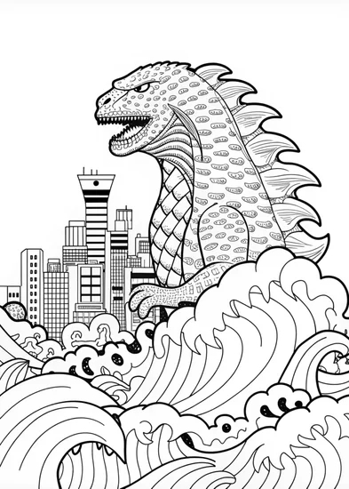 A coloring page of Godzilla Coloring Adventure