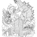 Godzilla Roars Over Mountains Coloring Page