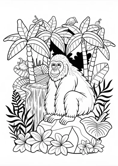 A coloring page of Majestic Gorilla Coloring Page