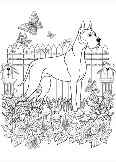 A coloring page of Gentle Giant Great Dane Coloring Page