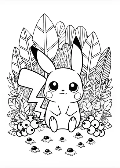 A coloring page of Pikachu Ready for Adventure Coloring Page