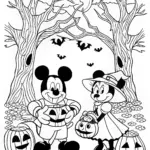 Haunted House and Spooky Jack-o’-Lanterns Coloring Page