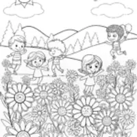 Happy Kids Playing in a Flower Field