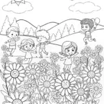 Happy Kids Playing in a Flower Field