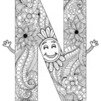 Happy Letter N Coloring Page