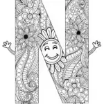 Happy Letter N Coloring Page