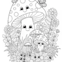 Happy Mushroom Fun Coloring Page