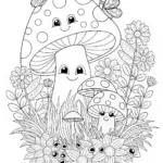 Happy Mushroom Fun Coloring Page