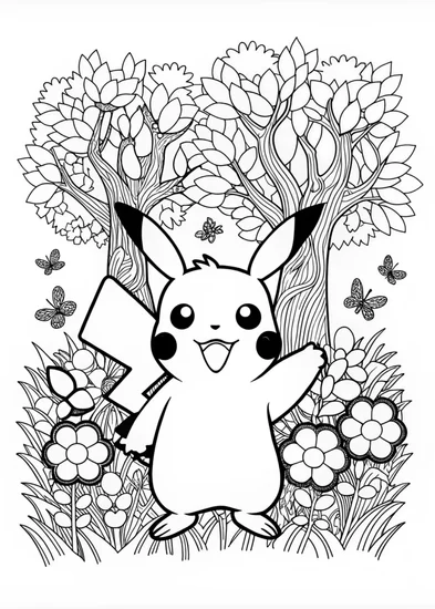 A coloring page of Pikachu’s Electric Adventure Coloring Page