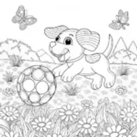 Happy Puppy Playing with a Toy Ball
