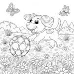 Happy Puppy Playing with a Toy Ball