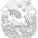 Majestic Unicorn in the Enchanted Mountains Coloring Page