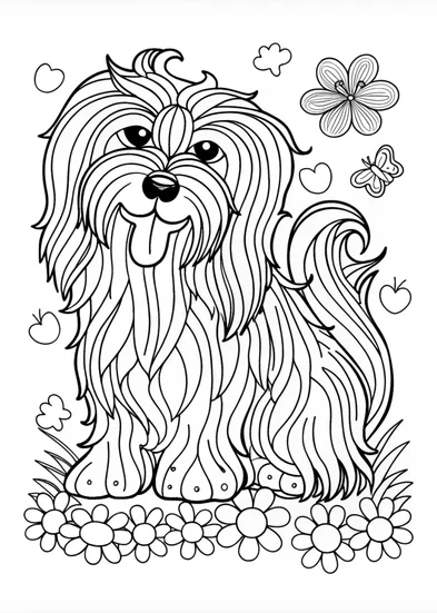 A coloring page of Adorable Shaggy Dog Coloring Page