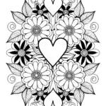 Hearts and Flowers Mandala Coloring Page