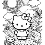 Hello Kitty Floral Fun Coloring Page