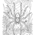 Giant Spider in the Wilderness Coloring Page