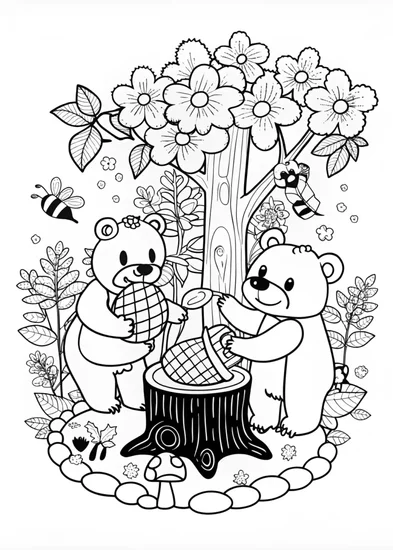 A coloring page of Honey Bear’s Sweet Treat Coloring Page