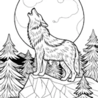 Howling Wolf Under the Full Moon
