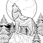 Howling Wolf Under the Full Moon