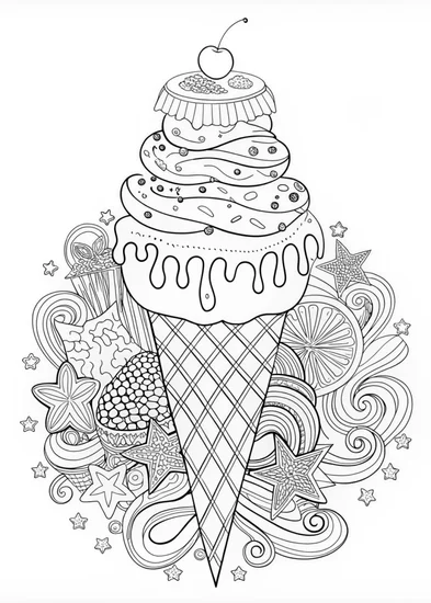 A coloring page of Ice Cream Cone Page