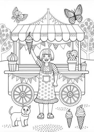 A coloring page of Ice Cream Discovery