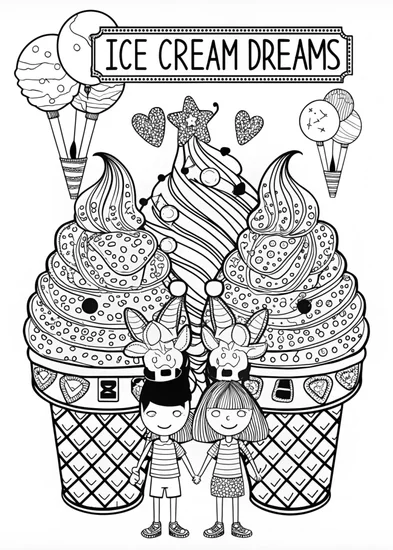 A coloring page of Ice Cream Dream