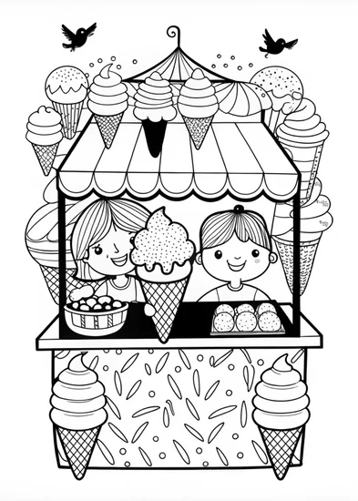 A coloring page of Smiling Cupcake Coloring Fun