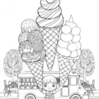 Ice Cream Swirl Delight Coloring Page