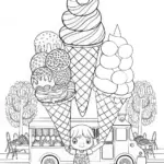 Ice Cream Swirl Delight Coloring Page