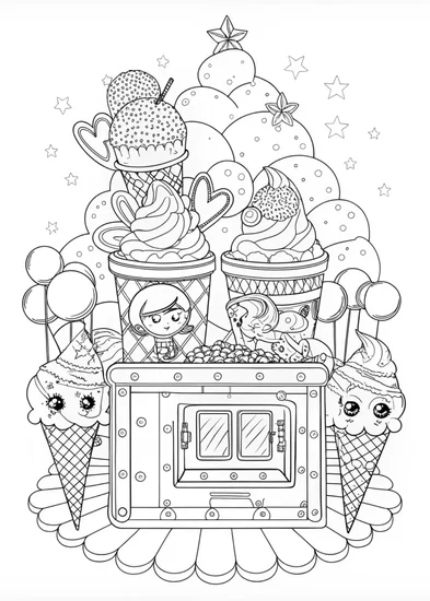 A coloring page of Ice Cream Magic