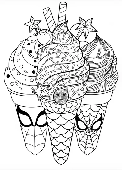 A coloring page of Ice Cream Marvel