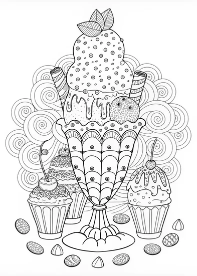 A coloring page of Ice Cream Spectacle