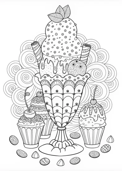 A coloring page of Ice Cream Spectacle