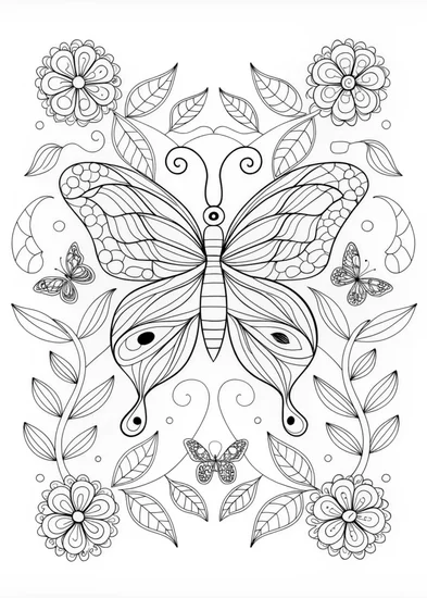 A coloring page of Intricate Butterfly Bliss Coloring Page