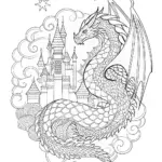Intricate Dragon Design Coloring Page