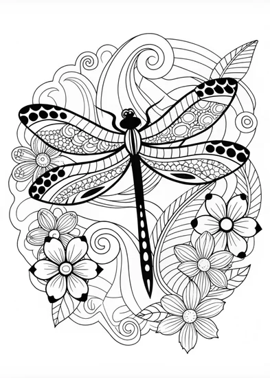 A coloring page of Intricate Dragonfly Bliss