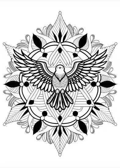 A coloring page of Intricate Eagle Mandala Coloring Page