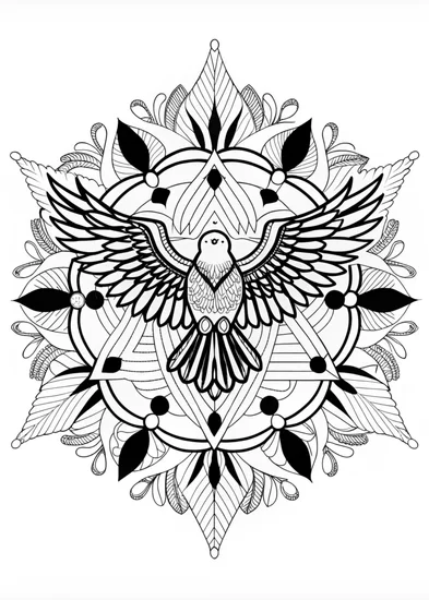 A coloring page of Intricate Eagle Mandala Coloring Page