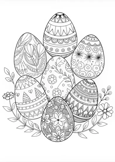 A coloring page of Intricate Easter Egg Designs Coloring Page