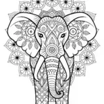 Intricate Elephant Mandala Coloring Page