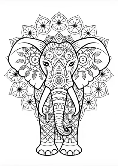 A coloring page of Intricate Elephant Mandala Coloring Page