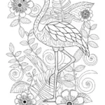 Intricate Floral Flamingo Coloring Page