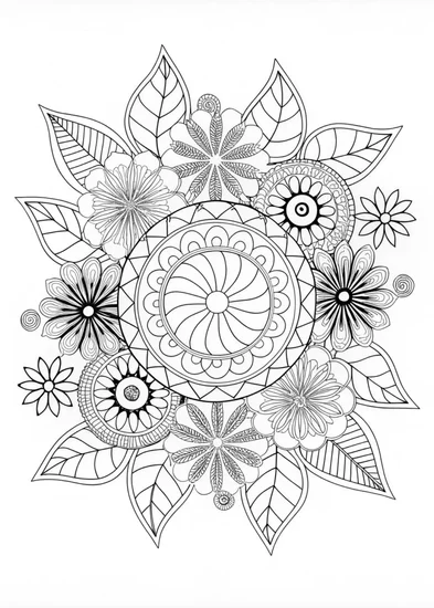 A coloring page of Intricate Floral Mandala Design
