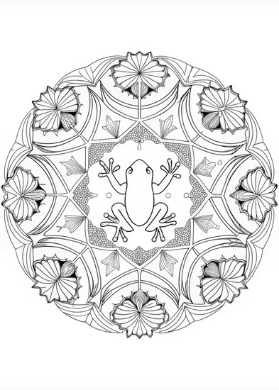A coloring page of Intricate Frog Mandala Coloring Page