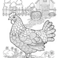 Intricate Hen in the Farmyard