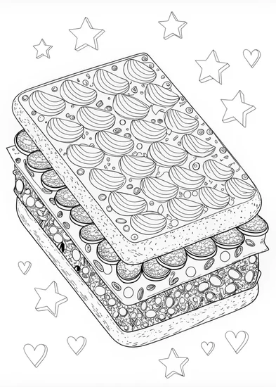 A coloring page of Giant Burger Coloring Fun