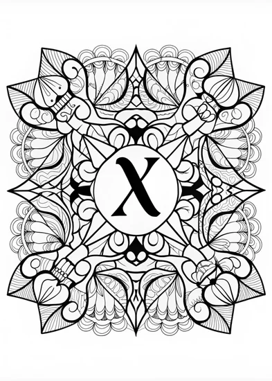 A coloring page of Intricate Letter X Coloring Page