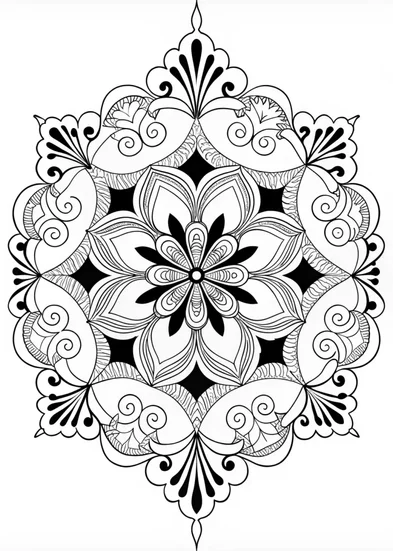 A coloring page of Intricate Mandala and Swirls Coloring Page