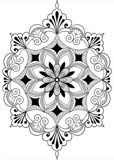 A coloring page of Intricate Mandala and Swirls Coloring Page