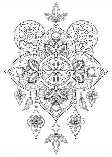 A coloring page of Sunflower Mandala